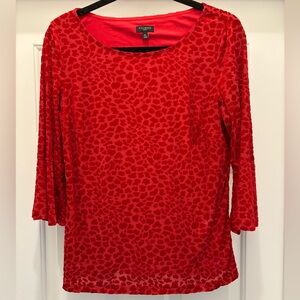 TALBOTS | Animal Print Red Petite Top Size Medium